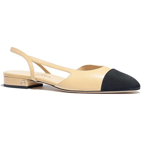 chanel slingback beige|Chanel style slingback flats.